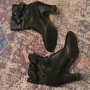 biala Italian leather heeled moto boots
